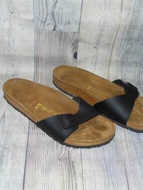 BIRKENSTOCK Madrid Black Slide Sandals Womens Size 10 (EU 41)